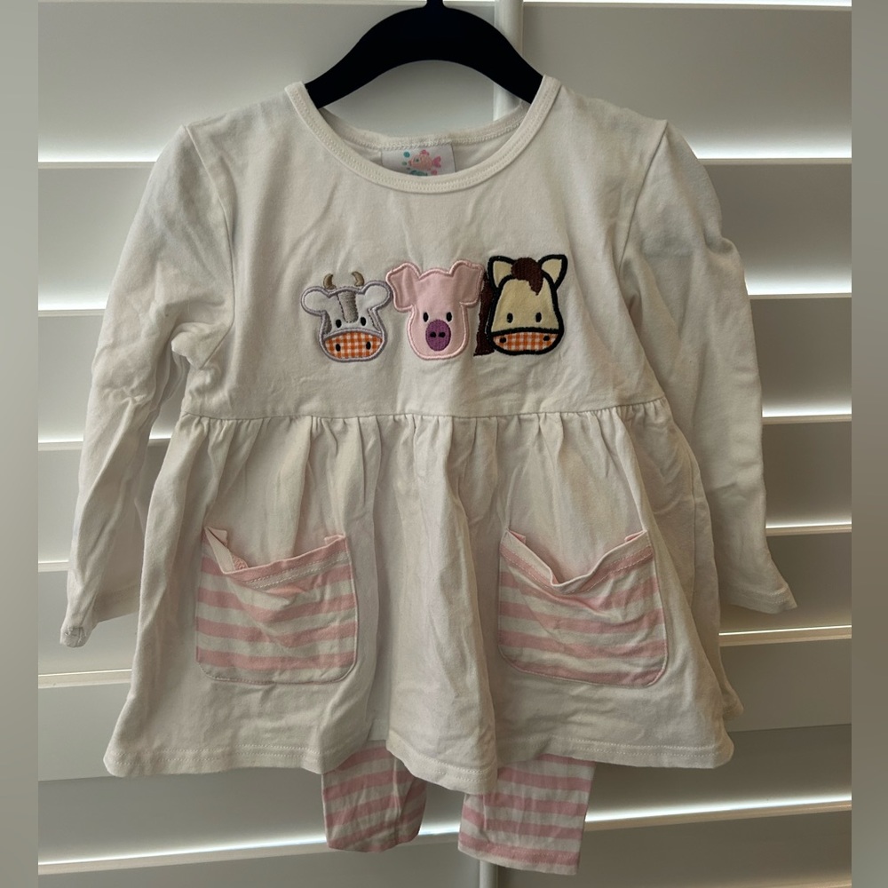 Stitchy Fish Farm Animal Legging Set 2T